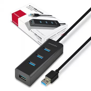 Axagon HUE-S2BL 4x USB 3.0 HUB ŁADUJĄCY z kablem 1,2 m, zasilanie micro USB