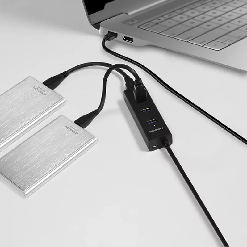 Axagon HUE-S2BL 4x USB 3.0 HUB ŁADUJĄCY z kablem 1,2 m, zasilanie micro USB
