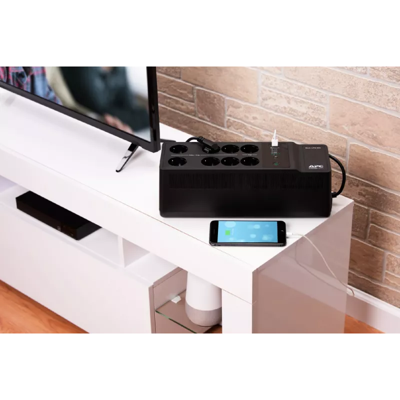 APC Back-UPS BE850G2-GR - Zasilanie awaryjne 8 gniazd, 850VA, 2 ładowarki USB, 1 port danych USB