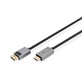 Przewód DIGITUS DP-HDMI z diodą LED 4K/30Hz, 2m, aluminiowa obudowa, pozłacane styki, obsługa 4K30Hz