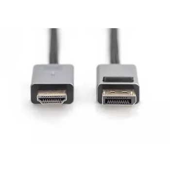 Przewód DIGITUS DP-HDMI z diodą LED 4K/30Hz, 2m, aluminiowa obudowa, pozłacane styki, obsługa 4K30Hz