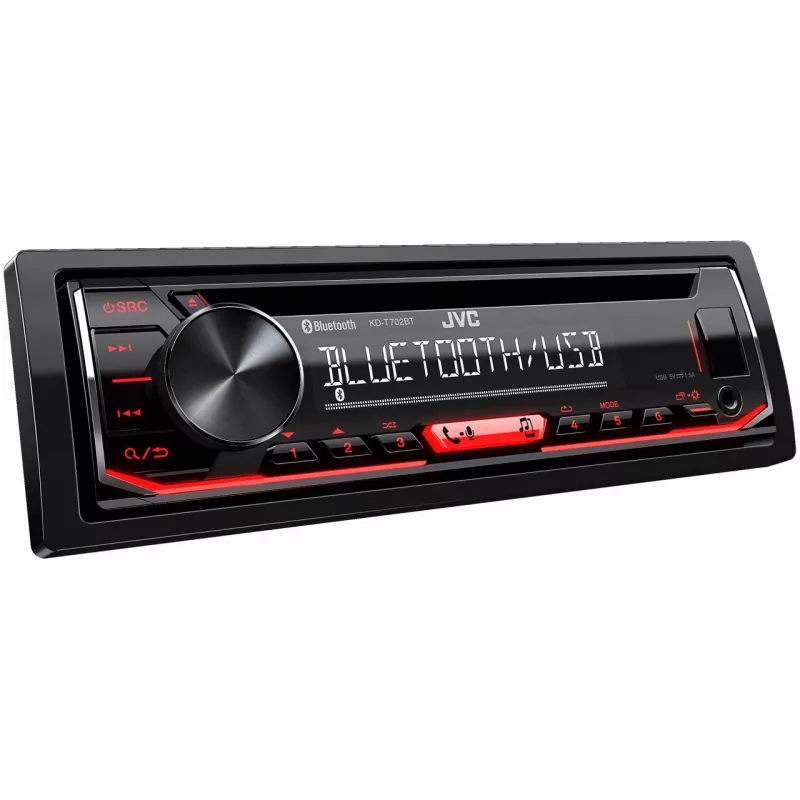 JVC KD-T702BT 1-DIN CD Receiver, Czarny, 1 DIN, 200 W, 50 W, CD, LCD