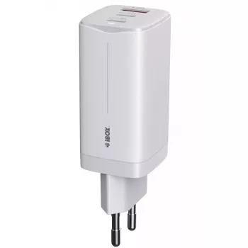 ładowarka do urządzeń mobilnych IBOX ILUC65W, 65 W, 2x USB-C + 1x USB-A, biały, kabel 1,5 m