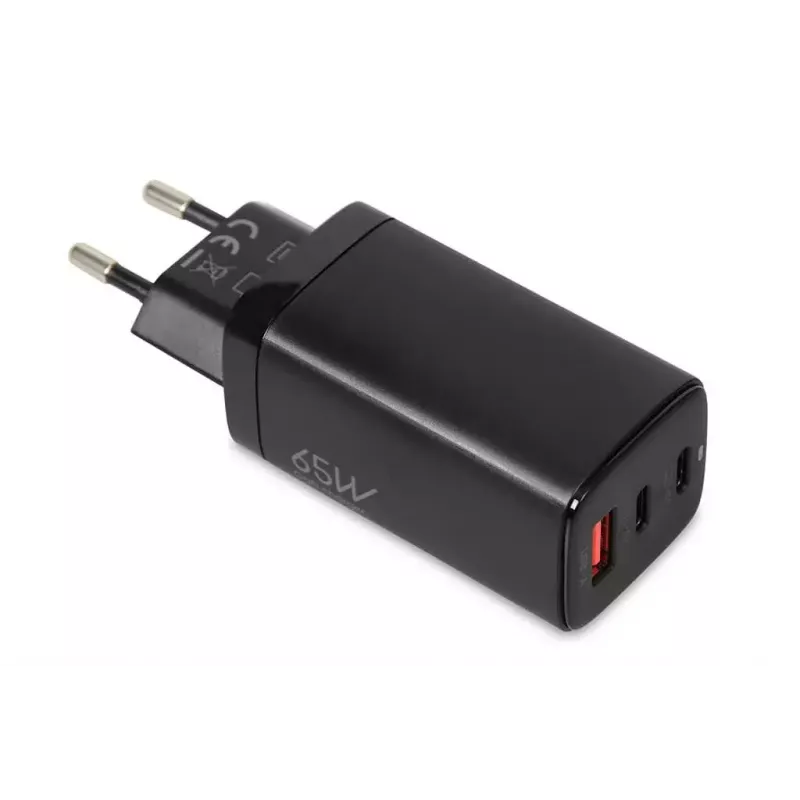 Ładowarka sieciowa do urządzeń mobilnych IBOX ILUC65B — 65 W, 3x USB (2x USB‑A Gen1, 1x USB‑C), czarna, 100–240 V