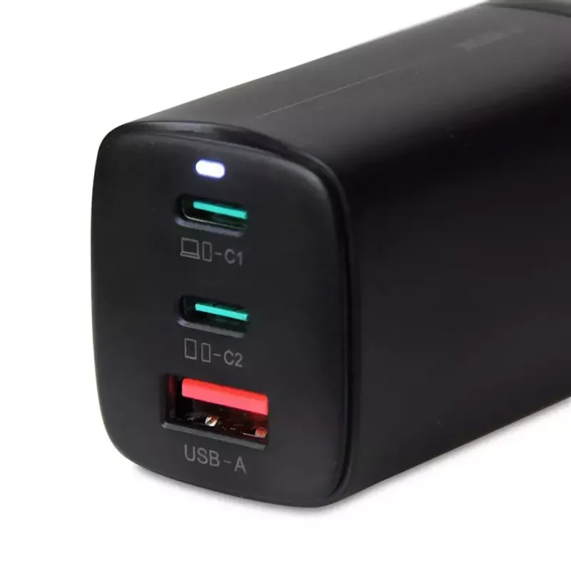 Ładowarka sieciowa do urządzeń mobilnych IBOX ILUC65B — 65 W, 3x USB (2x USB‑A Gen1, 1x USB‑C), czarna, 100–240 V