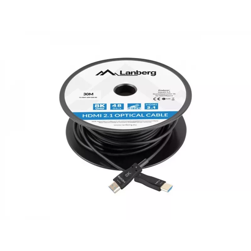 Przewód HDMI LANBERG - M/m V2.1 Optical AOC - 30m Czarny