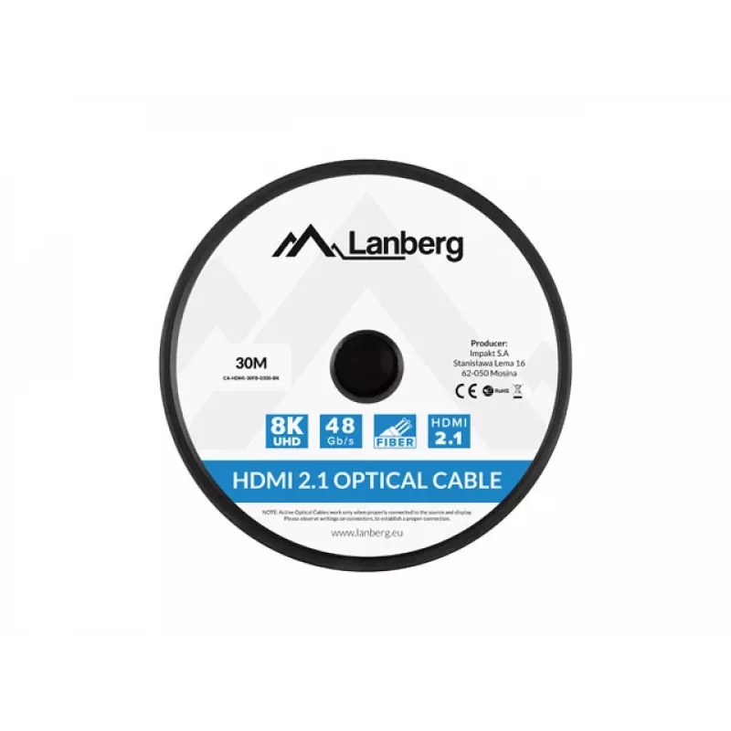 Przewód HDMI LANBERG - M/m V2.1 Optical AOC - 30m Czarny