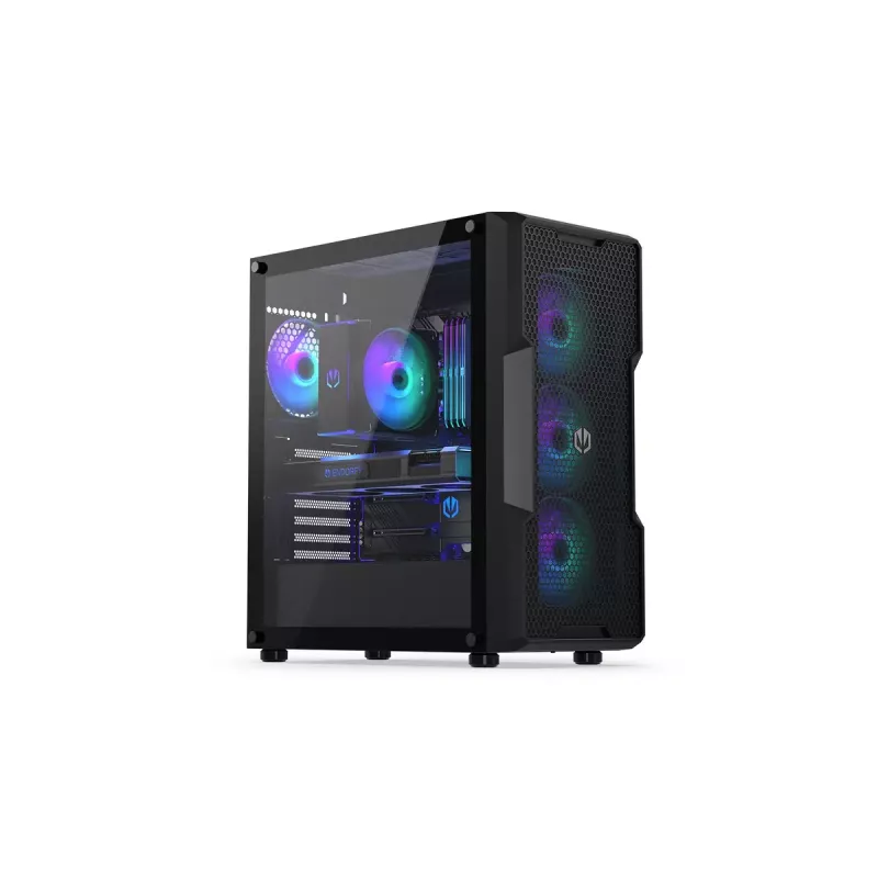 Obudowa PC ENDORFY Regnum 400 ARGB Tower Black — ATX, szkło hartowane, ARGB, 3x120mm przód, 1x120mm tył, obsługuje GPU 37 cm