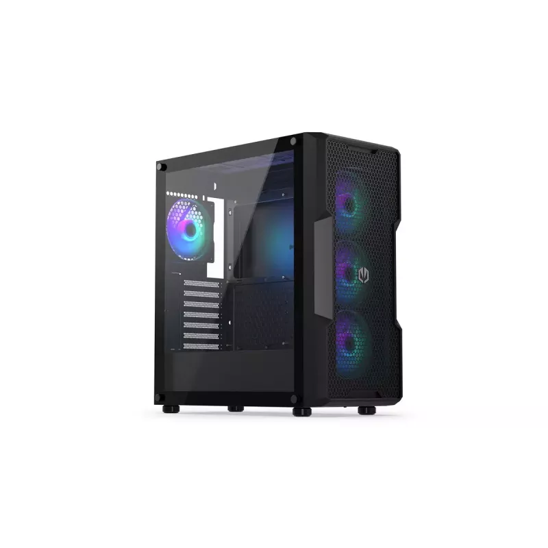 Obudowa PC ENDORFY Regnum 400 ARGB Tower Black — ATX, szkło hartowane, ARGB, 3x120mm przód, 1x120mm tył, obsługuje GPU 37 cm