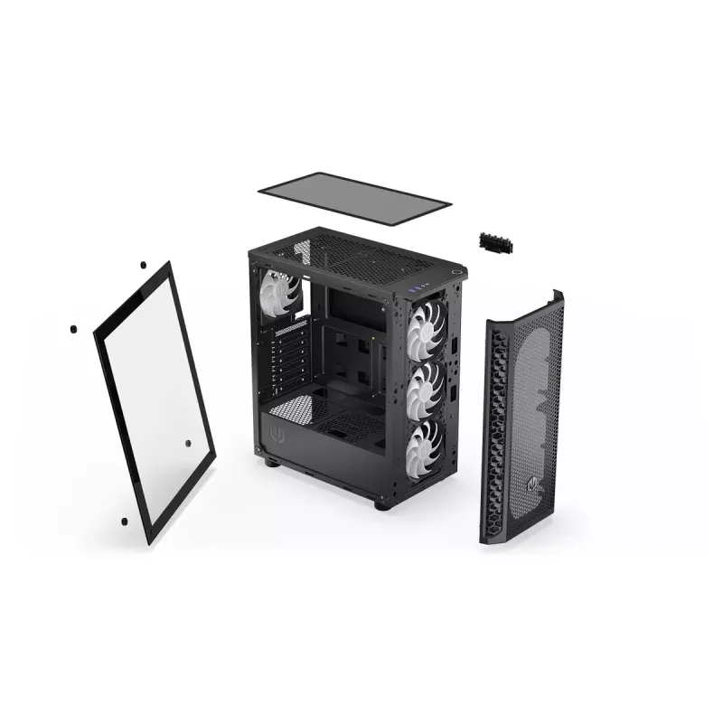 Obudowa PC ENDORFY Signum 300 ARGB Tower Czarny — ATX, hartowane szkło, podświetlenie ARGB, obsługa GPU 350 mm, wysokość chłodzenia CPU 161 mm