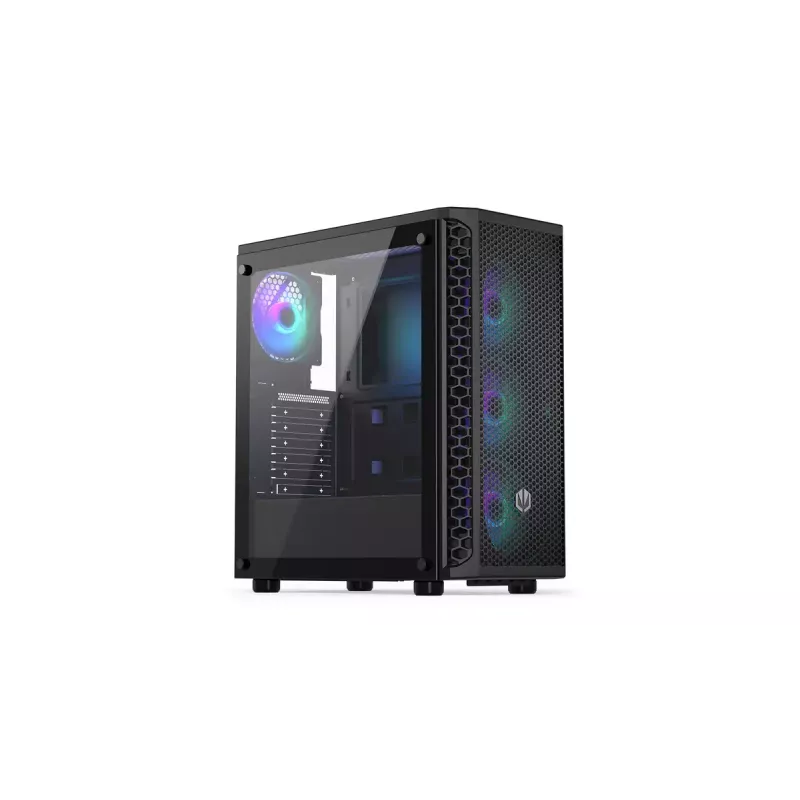 Obudowa PC ENDORFY Signum 300 ARGB Tower Czarny — ATX, hartowane szkło, podświetlenie ARGB, obsługa GPU 350 mm, wysokość chłodzenia CPU 161 mm