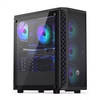 Obudowa PC ENDORFY Signum 300 ARGB Tower Czarny — ATX, hartowane szkło, podświetlenie ARGB, obsługa GPU 350 mm, wysokość chłodzenia CPU 161 mm