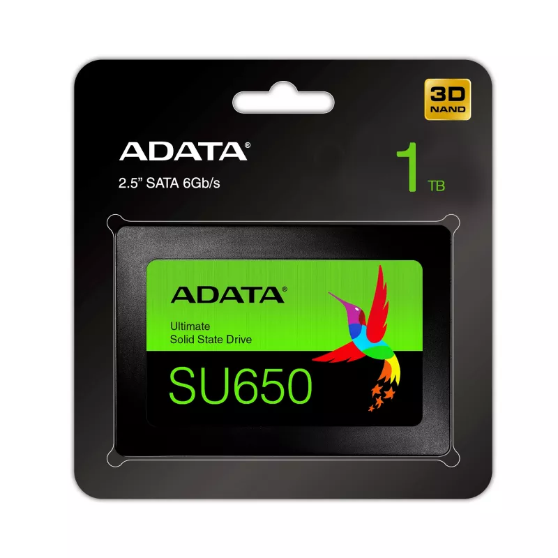 2,5-calowy dysk SSD SATA III ADATA SU650 1 TB — odczyt 520 MB/s, zapis 450 MB/s, 3D NAND, 2,5 cala