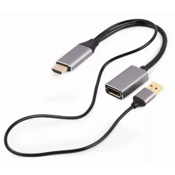 Aktywny adapter GEMBIRD 4K HDMI męski do DisplayPort żeński, Czarny