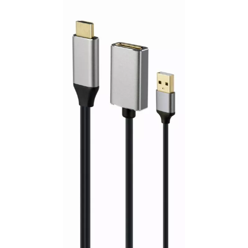 Aktywny adapter GEMBIRD 4K HDMI męski do DisplayPort żeński, Czarny