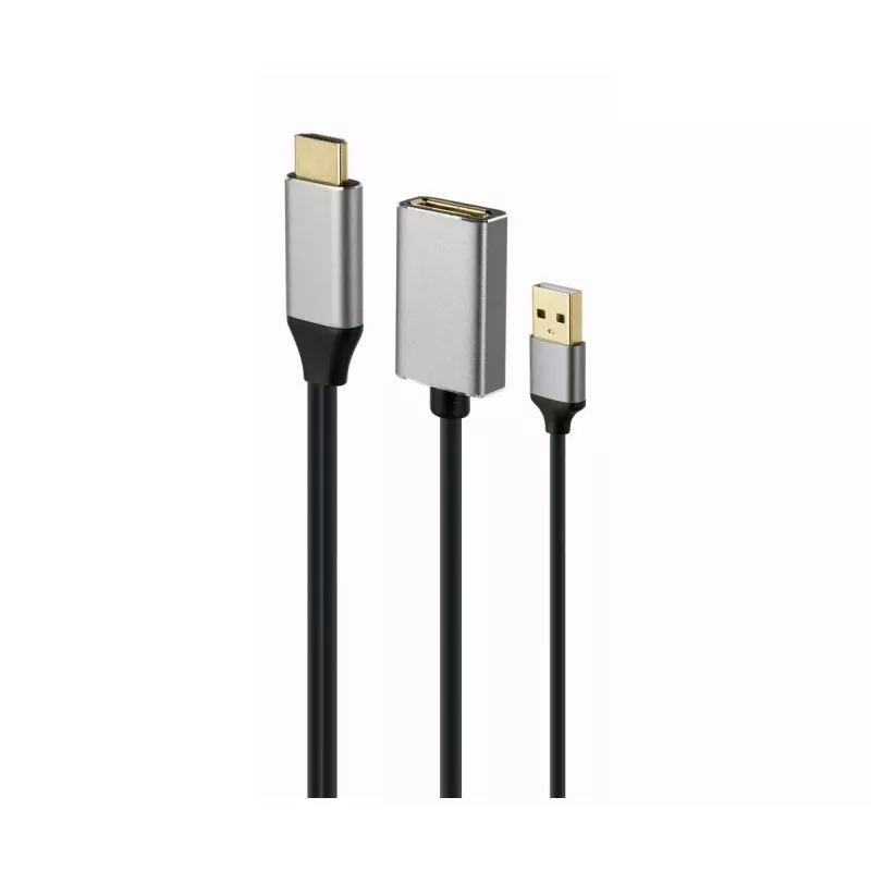 Aktywny adapter GEMBIRD 4K HDMI męski do DisplayPort żeński, Czarny