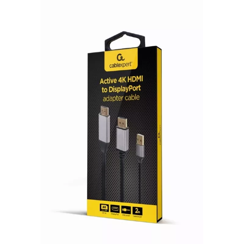 GEMBIRD Active 4K HDMI męski na DisplayPort męski adapter kablowy, 2 m - Czarny