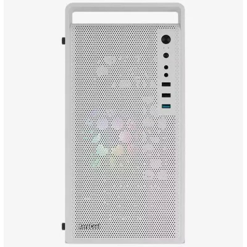 Obudowa PC AEROCOOL PGS CS-109-G-WT-v1 Mini Tower SPCC biała — microATX, GPU do 26 cm, FRGB, front mesh