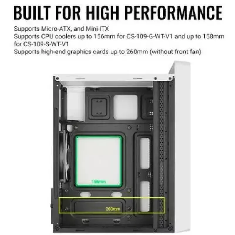 Obudowa PC AEROCOOL PGS CS-109-G-WT-v1 Mini Tower SPCC biała — microATX, GPU do 26 cm, FRGB, front mesh
