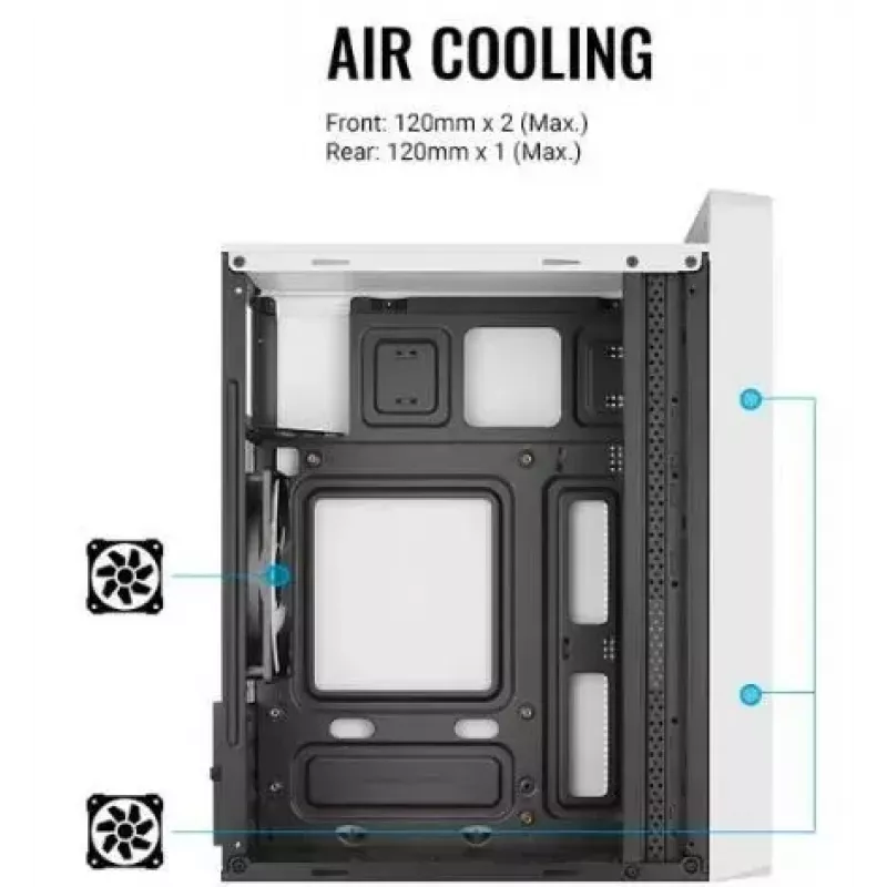 Obudowa PC AEROCOOL PGS CS-109-G-WT-v1 Mini Tower SPCC biała — microATX, GPU do 26 cm, FRGB, front mesh
