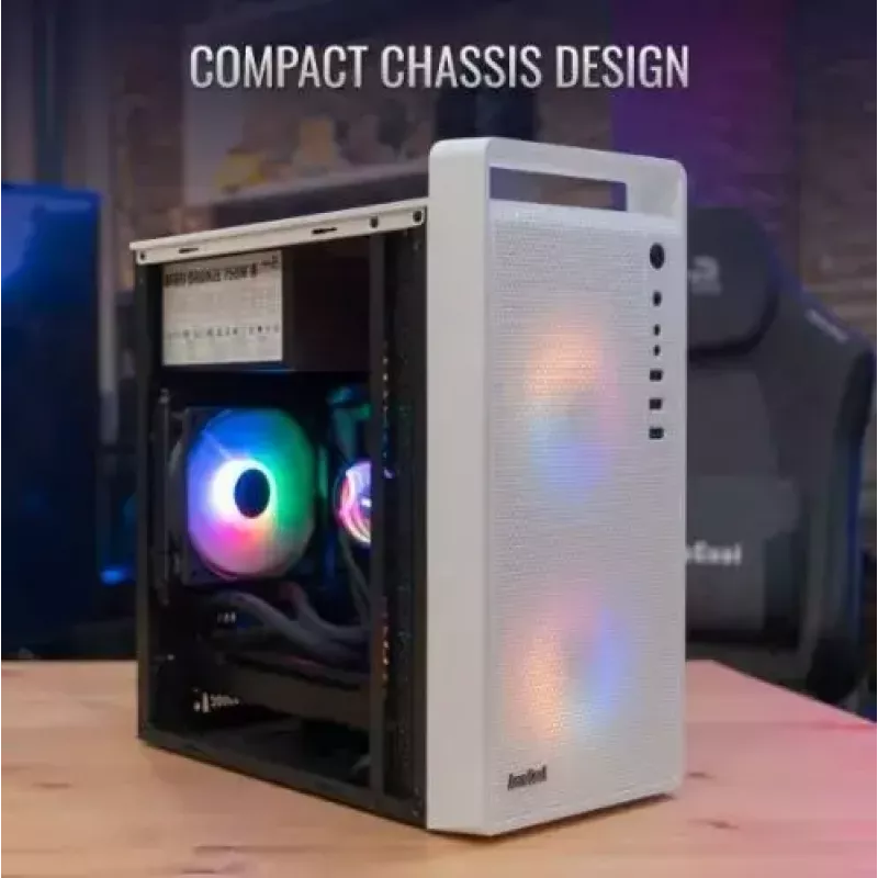 Obudowa PC AEROCOOL PGS CS-109-G-WT-v1 Mini Tower SPCC biała — microATX, GPU do 26 cm, FRGB, front mesh