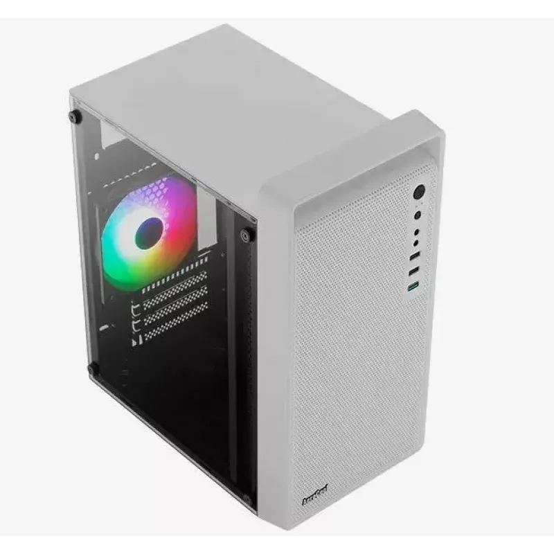 Obudowa PC AEROCOOL PGS CS-109-G-WT-v1 Mini Tower SPCC biała — microATX, GPU do 26 cm, FRGB, front mesh
