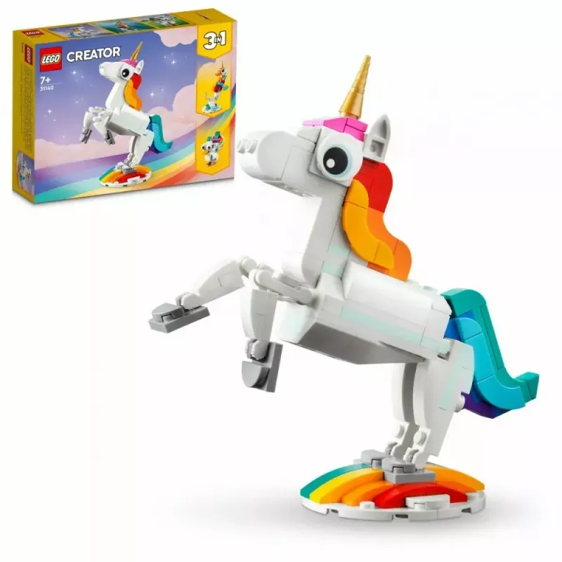 Zabawka konstrukcyjna LEGO Creator 3in1 31140 Magiczny Jednorożec, 145 elementów, wysokość 130 mm, wiek 7+