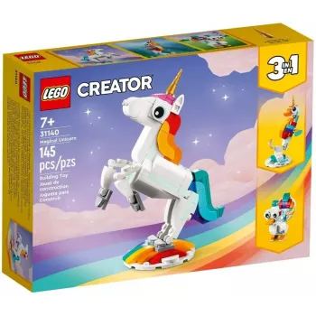Zabawka konstrukcyjna LEGO Creator 3in1 31140 Magiczny Jednorożec, 145 elementów, wysokość 130 mm, wiek 7+