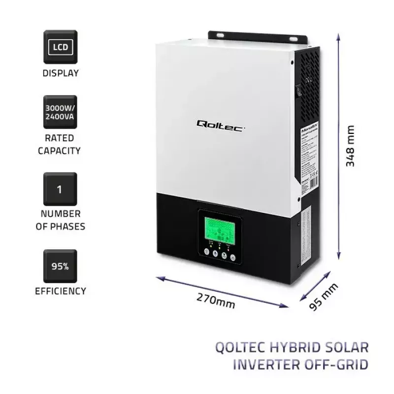Hybrydowy inwerter solarny off-grid QOLTEC 3KVA 2,4kW 80A