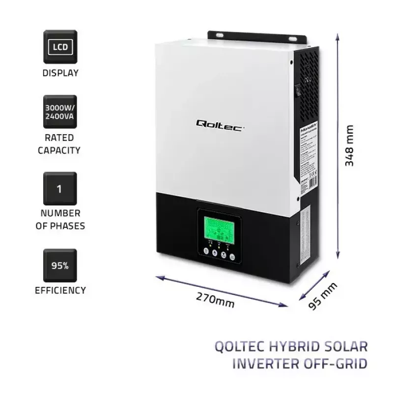 Hybrydowy inwerter solarny off-grid QOLTEC 3KVA 2,4kW 80A