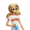 Barbie Dreamhouse Adventures Lalka i akcesoria, zestaw podróżny „Malibu” ze szczeniakiem i ponad 10 elementami, w tym działająca walizka
