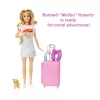 Barbie Dreamhouse Adventures Lalka i akcesoria, zestaw podróżny „Malibu” ze szczeniakiem i ponad 10 elementami, w tym działająca walizka