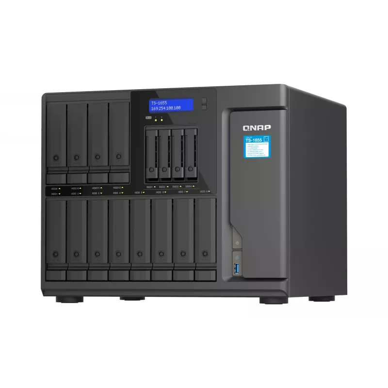 QNAP TS-1655 NAS Tower Intel Atom® C5125 8 GB DDR4 0 TB QNAP Turbo System Czarny