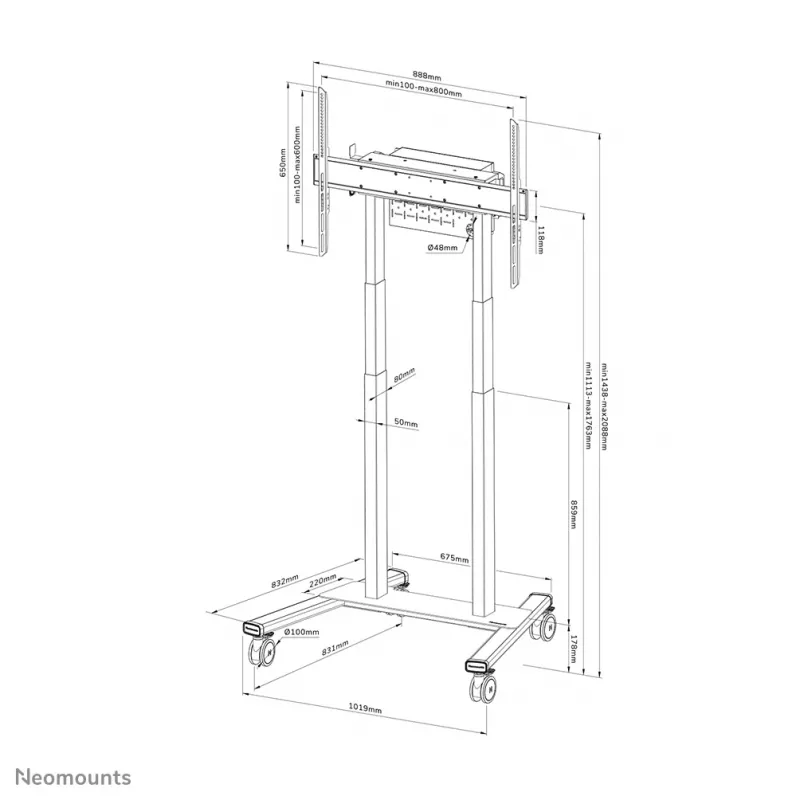 Neomounts FL55-875BL1 Wózek TV 55-100 cali - zmotoryzowany - TÜV
