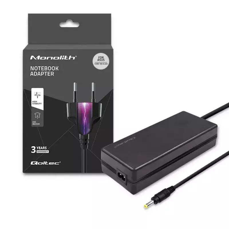 Zasilacz Qoltec 51037 120W wewnętrzny czarny do laptopa