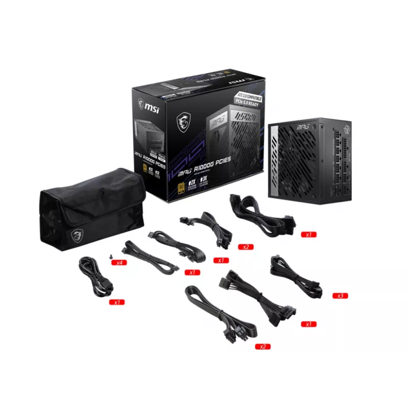 MSI MPG A1000G PCIE5 zasilacz 1000 W 20+4 pin ATX ATX Czarny