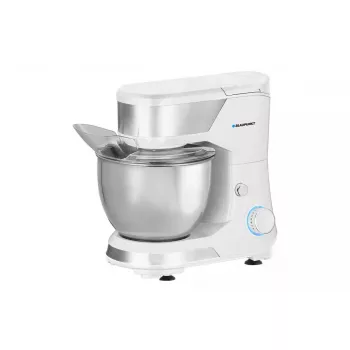 Mikser stojący BLAUPUNKT SMM501 — misa ze stali nierdzewnej 5 L, 1000 W, odchylana głowica, sterowanie obrotowe, biały