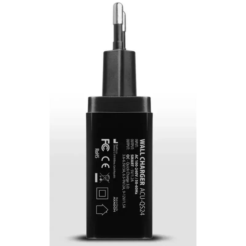 Ładowarka ścienna AXAGON ACU-QS24 QUICK and SMART, 2x port USB QC3.0/AFC/FCP + 5V-1,2A, 24W