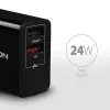Ładowarka ścienna AXAGON ACU-QS24 QUICK and SMART, 2x port USB QC3.0/AFC/FCP + 5V-1,2A, 24W