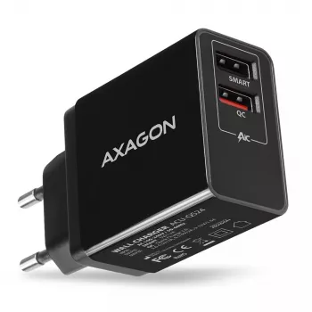 Ładowarka ścienna AXAGON ACU-QS24 QUICK and SMART, 2x port USB QC3.0/AFC/FCP + 5V-1,2A, 24W