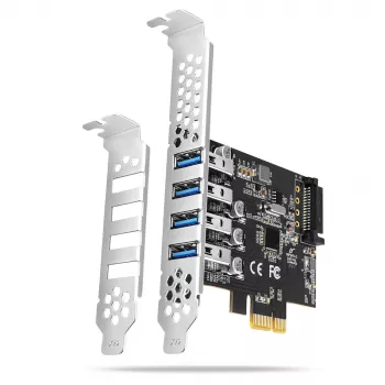 Karta PCIe Axagon PCEU-43RS - 4 porty USB 5 Gb/s, podwójne zasilanie, Renesas PD720201, SP i LP