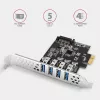 Karta PCIe Axagon PCEU-43RS - 4 porty USB 5 Gb/s, podwójne zasilanie, Renesas PD720201, SP i LP