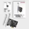 Karta PCIe Axagon PCEU-43RS - 4 porty USB 5 Gb/s, podwójne zasilanie, Renesas PD720201, SP i LP