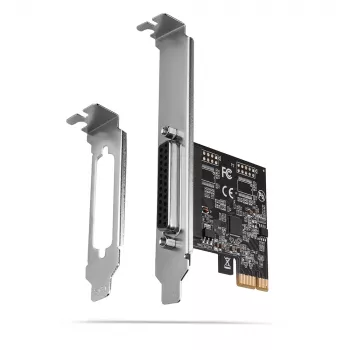 Axagon PCEA-P1N PCIe - adapter 1x port równoległy z SP i LP, PCIe, równoległy, żeński, pełna wysokość / niskoprofilowy, PCIe 2.0, Chiny