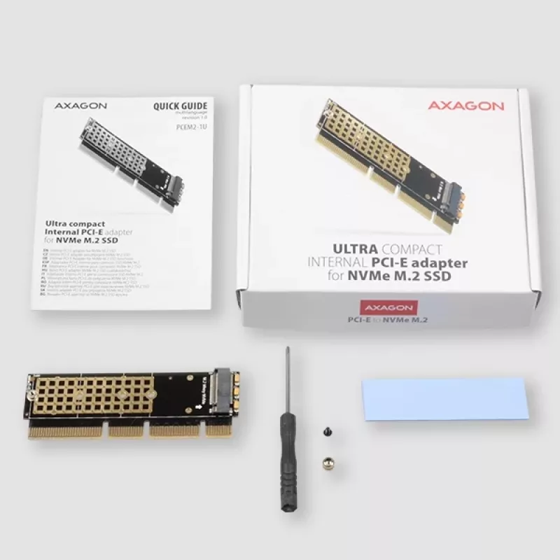 Axagon PCEM2-1U PCIe x16/x8/x4 - adapter M.2 NVMe M-key 1U