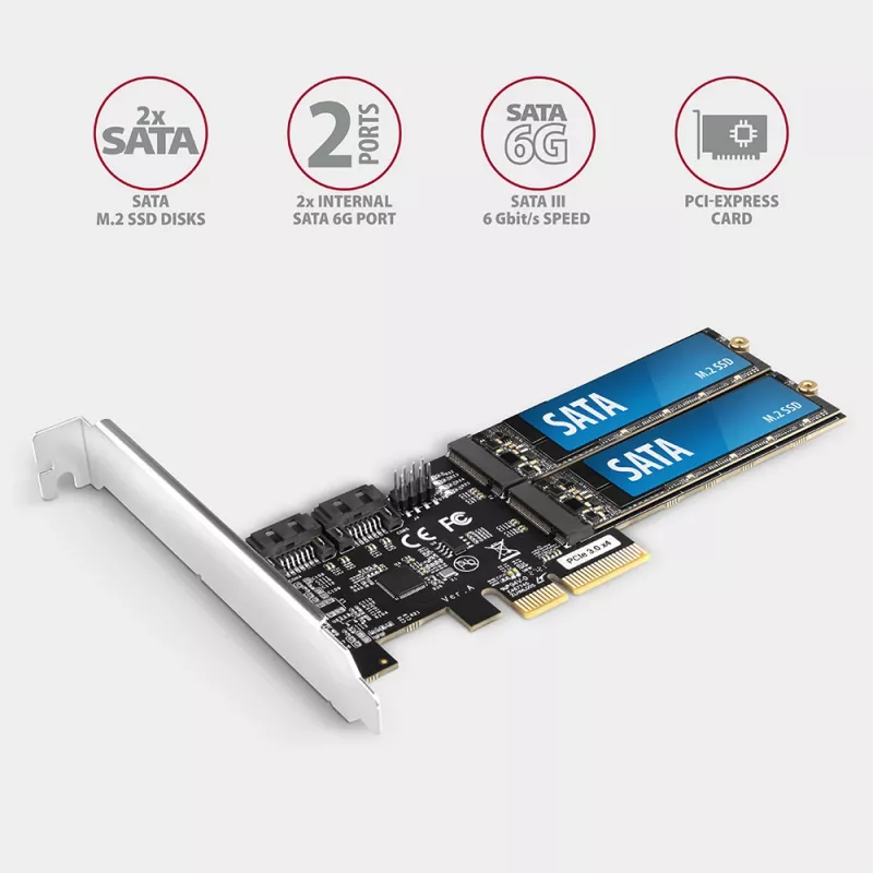 Kontroler Axagon PCES-SA4M2 PCIe 2x wewnętrzny port SATA 6G + M.2 B-key karty interfejsowe/adapter M.2, SATA