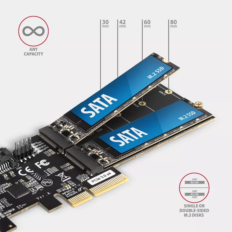 Kontroler Axagon PCES-SA4M2 PCIe 2x wewnętrzny port SATA 6G + M.2 B-key karty interfejsowe/adapter M.2, SATA