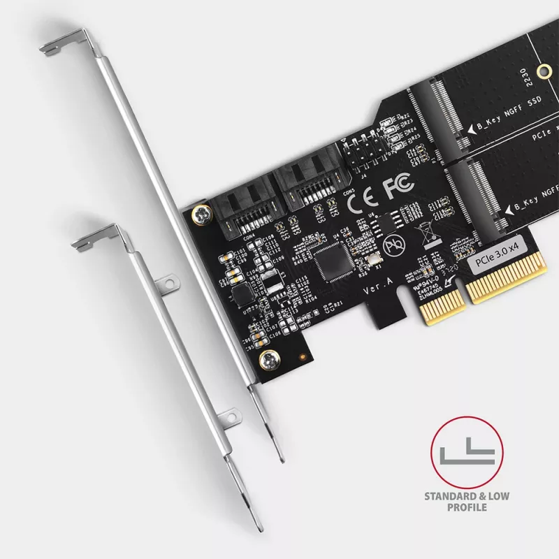Kontroler Axagon PCES-SA4M2 PCIe 2x wewnętrzny port SATA 6G + M.2 B-key karty interfejsowe/adapter M.2, SATA