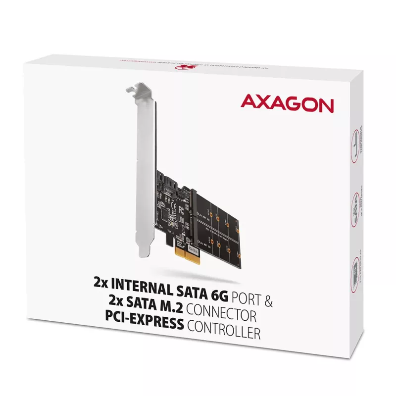 Kontroler Axagon PCES-SA4M2 PCIe 2x wewnętrzny port SATA 6G + M.2 B-key karty interfejsowe/adapter M.2, SATA