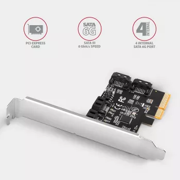 Kontroler PCIe Axagon PCES-SA4X4 - 4x wewnętrzne porty SATA 6G, ASM1164, SP i LP